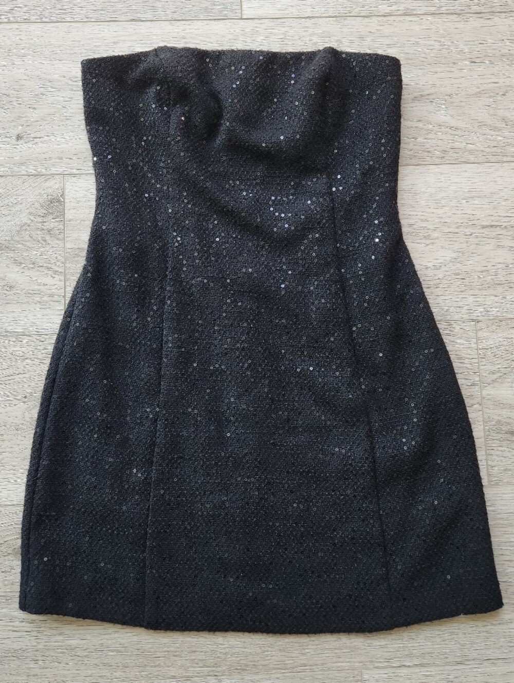 Altard State Black Sequin Tweed Strapless Dress Womens Small Glitter Formal